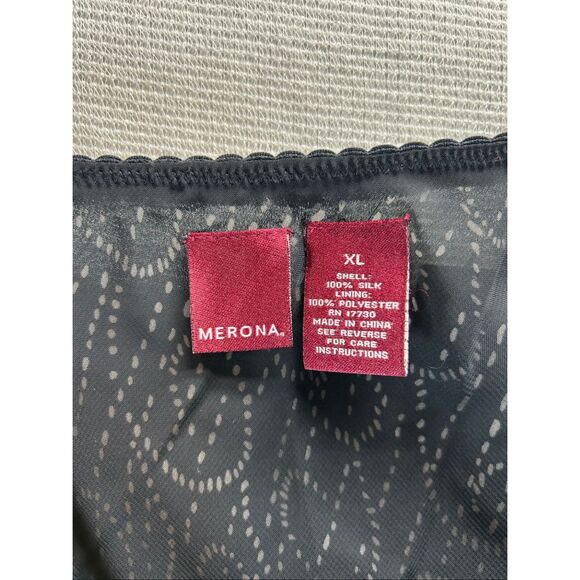 New 100% Silk Swirl Print Skirt XL Black White Bias Cut Y2K Minimal Office Siren - Picture 3 of 9